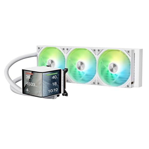 TRYX Panorama 360 ARGB White 360mm AIO 6.5'' AMOLED Curved Screen 3D Anamorphic Effect Customizable AIO Cooler 360mm Asetek 8th Gen V2 320w TDP Magnetic ARGB Fan Intel LGA 1851/1700 AMD AM5/AM4 - color: P360A WH, size: 360 mm (2025)