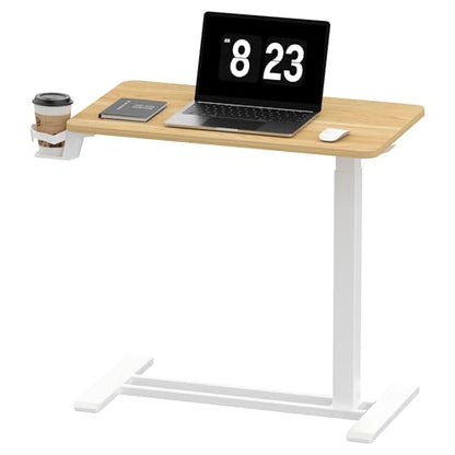 FLEXISPOT 28''Adjustable C Table Gas Spring Mobile Side End Table | Adjustable C table with Wheels, Bedside table for sofa and couch. Laptop Rolling Cart TV Tray, 27.6" W x 15.7" D,Maple - color: Maple, size: 28x16