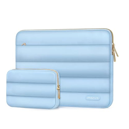 MOSISO Laptop Case 13.3 inch,13-13.3 inch Puffy Laptop Sleeve Compatible with MacBook Neo/Air 13.6 M5 M4 M3 M2 M1/Pro 13/14,HP Dell ASUS Lenovo,Polyester Horizontal Bag with Small Case, Air Blue - color: Air Blue, size: 13.3 inch