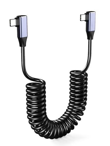 USB-C to USB-C Coiled Cable, PD 100W Fast Charging, Retractable Short Car Charger Cable, Tangle-Free Data Transfer for iPhone 17/16/15, Galaxy S23, iPad Pro/Air, CarPlay - size: L-0.3m