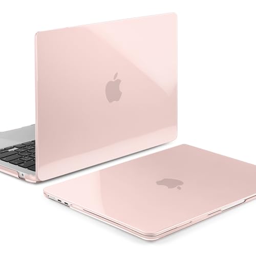 MEEgoodo for MacBook Air M5/M4/M3/M2 13 inch Case 2026-2022, Fit Model A3449/A3240/A3113/A2681, Glossy Case for MacBook Air 13.6 inch with TPU Keyboard & Webcam Cover & OTG Adapter, Candy Pink - color: Candy Pink