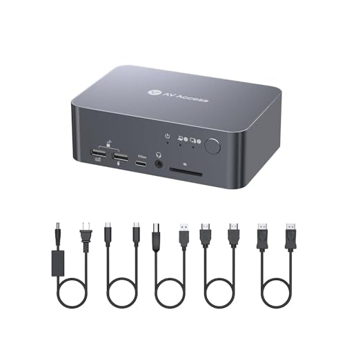 AV Access KVM Switch USB C Docking Station Dual Monitors for 2 Computers | 1G Ethernet, EDID, 4K60Hz, 5xUSB 3.0 Hub, Audio, SD, 60W Charging for Dell, HP, Lenovo Laptop, for Home Office - style: All-aluminum alloy body(iDock C10)