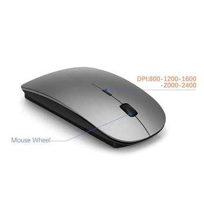 Wireless Keyboard and Mouse Ultra Slim Combo, TopMate 2.4G Silent Compact USB 2400DPI Mouse and Scissor Switch Keyboard Set with Cover, Batteries Included, for PC/Laptop/Windows/Mac - Gray Black - color: Gray Black