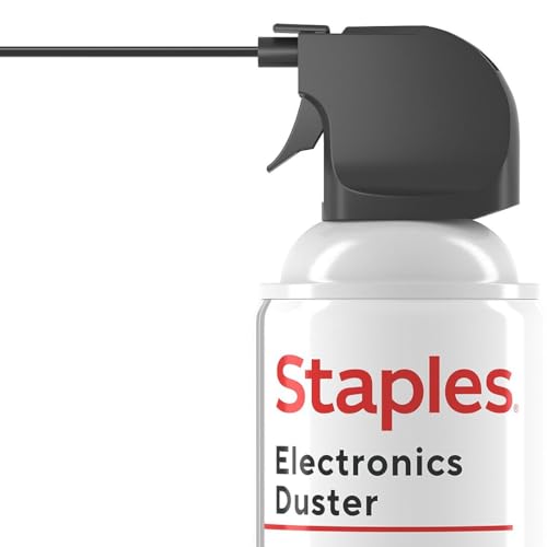 Staples Compressed Air Duster – 10 oz. Can for Electronics, Keyboards & Office Devices | Blasts away dust and debris from laptops, vents, and hard-to-reach office equipment.