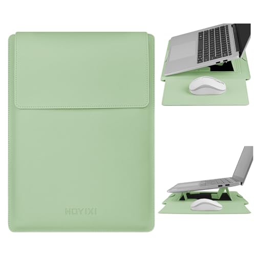 HoYiXi 15.6" Laptop Sleeve Case PU Leather with Stand Compatible with MacBook Pro 16/15.4'' MacBook Pro 15, Mac Air 15/ Dell, Matebook,Asus,15-16'' Laptop Bag,(Patent Pending),Green - color: Green, size: 15.6'' /15-16 Inch Laptop