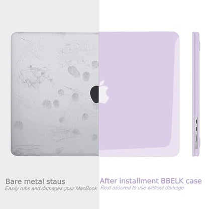 B BELK for MacBook Air 13.6 inch Case 2026-2022 M5 M4 M3 M2, Crystal Purple | Model A3449 A3240 A3113 A2681, Plastic Laptop Hard Shell for MacBook Air 13 inch Case with Keyboard Cover & Screen Protector - color: Purple