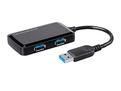 Monoprice Mini 4-Port USB 3.0 Travel Hub - Up to 5.0Gbps, Plug-and-Play, Black - style: 4x1
