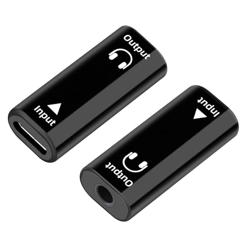 GELRHONR USB C to 3.5mm Audio Adapter, Type C Female to 1/8 "TRRS Female Headphone Jack Adapter,16Bit/48Khz High Fidelity Audio Converter for Headsets, Laptop, Phone 2Pack (USB C F to 3.5mm F) - style: USB C F to 3.5mm F
