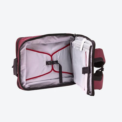 Trilogy Weekender Daypack I Opens like a suitcase, for easy packing. Expands into a 22-liter weekender. Hidden under-bag sling holds yoga mat, sleeping bag, and doubles as a rear cover (Zinfandel) - color: Red