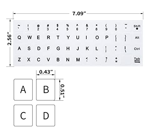 (2PCS Pack) English Keyboard Stickers, Universal Keyboard Replacement Letters English White Background with Black Lettering for Laptops Computer, Matte Keyboard Alphabet Stickers -White - color: English-White