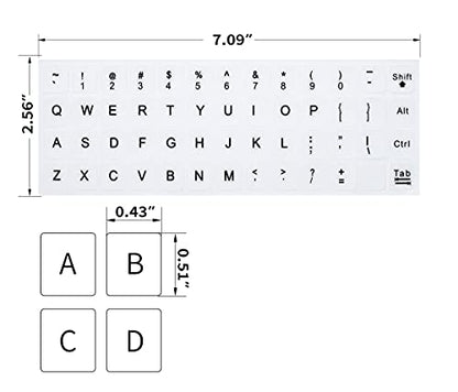 (2PCS Pack) English Keyboard Stickers, Universal Keyboard Replacement Letters English White Background with Black Lettering for Laptops Computer, Matte Keyboard Alphabet Stickers -White - color: English-White