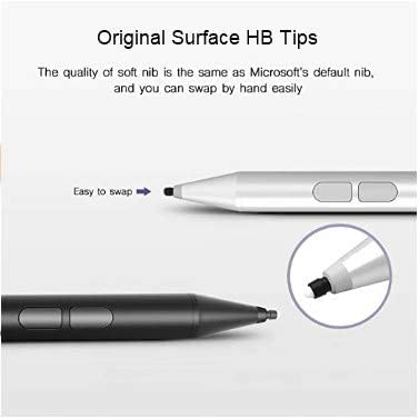 Uogic Pen for Microsoft Surface, 90-Day Battery Life, Smooth Writing, Palm Rejection, 1024 Levels Pressure, Flex & Soft HB Nib, for Surface (Pro, Studio, Book, Laptop, Go) - color: Silver