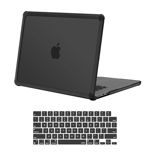 MOSISO Compatible with MacBook Air 15 inch Case M5 2026 M4 M3 M2 2025-2023 | A3448 A3241 A3114 A2941,Anti-Cracking,Heavy Duty Shock-Absorbing Hard Shell Case with TPU Bumper&Keyboard Cover, Black - color: Black