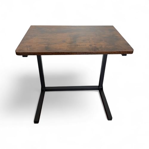 Height Adjustable C-Shaped Sofa Side Table, Laptop Table for Couch & Bed, Rustic Brown - color: Rustic Brown