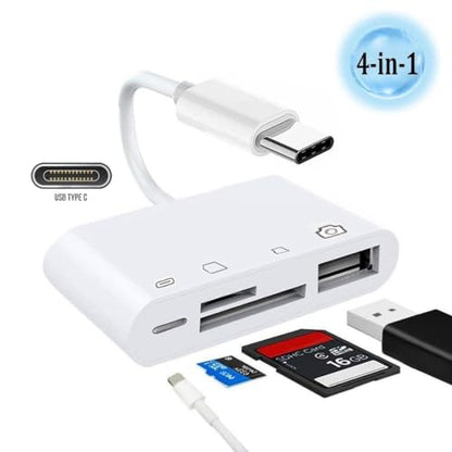 Chenyang 4 in 1 USB C to USB 2.0 TF Micro SD SDXC SDHC Card Reader Adapter 480Mbps Compatible with PD 27W for Laptop Tablet Phone - style: SD/TF 4-in-1