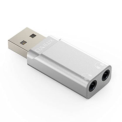 Cubilux USB A to Dual 3.5mm Headphone Splitter with DAC - USB to Double Stereo Audio Adapter - Compatible with Lenovo HP Dell Asus Computer Laptop PC