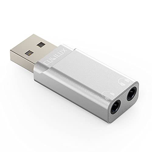 Cubilux USB A to Dual 3.5mm Headphone Splitter with DAC - USB to Double Stereo Audio Adapter - Compatible with Lenovo HP Dell Asus Computer Laptop PC