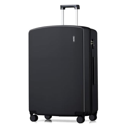 Hanke 28 Inch Large Checked Luggage, Hard Shell with TSA Lock & Wet Pocket | PC Hard Shell, Large Check in Size, Separate Wet Pocket, 8 Spinner Wheels, for long Trip, European travel - color: Jet Black, size: 28 Inch