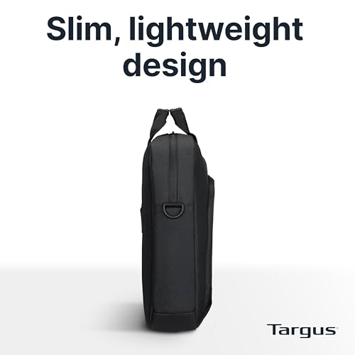 Targus 17–18 Inch Classic EcoSmart Briefcase, Large Laptop Bag with Padded Laptop Sleeve, Anti-Theft Zippers, Hidden Phone Pocket, Water-Resistant Design, Trolley Strap, Black CN418GL