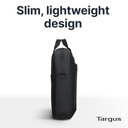 Targus 17–18 Inch Classic EcoSmart Briefcase, Large Laptop Bag with Padded Laptop Sleeve, Anti-Theft Zippers, Hidden Phone Pocket, Water-Resistant Design, Trolley Strap, Black CN418GL