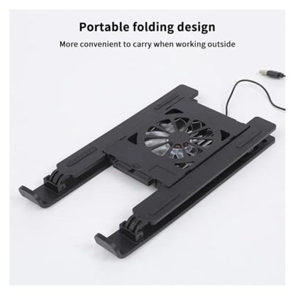 Universal Laptop Tablet Cooling Stand with Fan Foldable Adjustable Speed Portable Desktop Radiator Holder for Home Office