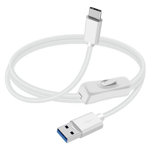 USB C to USB Cable with Switch Type C Charging Cable with Switch Supports 5Gbps Data and Power Supply, for Laptops, PC, Phone, Car (White, 1.5m/4.9FT) - color: White, size: 1.5m/4.9FT