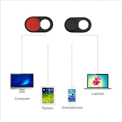 Ultra-thin laptop camera cover slider[2-Pack], suitable for iPhone, iPad, MacBook Pro, desktop computers, phone, and PC accessories camera blocker slider, excellent privacy protection - Black Red