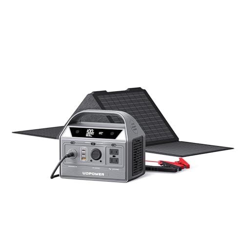 UDPOWER C400 400W Portable Power Station(New Version2.0) with 40W Portable Solar Panel l 256Wh LiFePO4 Battery, 800W Surge| AC Outlet,USB-C,12V DC | for Camping, RV, Emergency Backup - style: C400+SP40