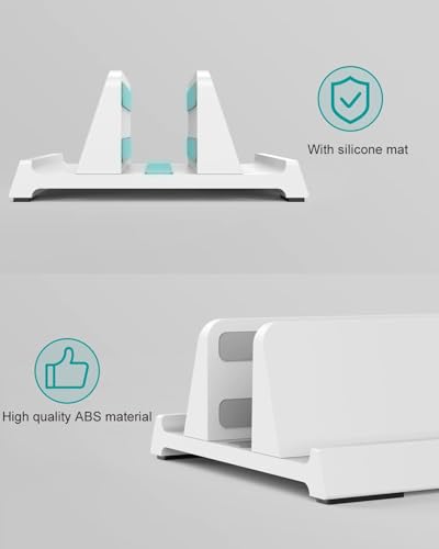 Verticle Laptop Stand,Adjustable Vertical Laptop Stand for Desk，Compatible with 11-inch to 17.3-inch Computer Stand for Laptop(White) - color: White