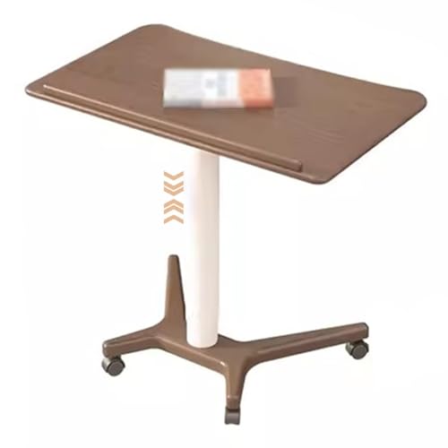 Height Adjustable Standing Desk, Mobile Lifting Workstation, Ergonomic Laptop Table, Sofa Side Table with Wheels, Large Space Study Desk(Brown)