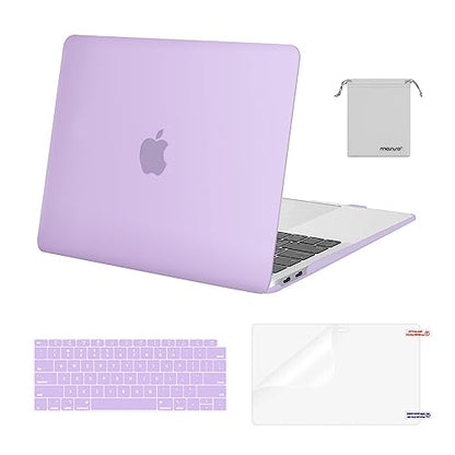 MOSISO Compatible with MacBook Air 13 inch Case M1 2021 2020 2019 2018 | A2337 A2179 A1932, Protective Hard Shell&Keyboard Cover&Screen Film&Pouch for MacBook Air 13.3 inch Case, Light Purple - color: Light Purple