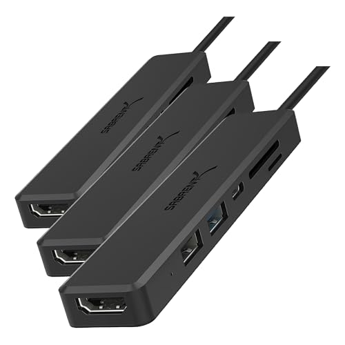 SABRENT Multi-Port USB-C Hub with 4K HDMI & Power Delivery (60W) | 2 USB Ports & SD/microSD Card Reader (Pack of 3) - size: USB-C 6-in-1 (Pack of 3)