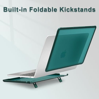 MOSISO Compatible with MacBook Air 13 inch Case M5 M4 M3 M2, Teal Green | 4 in 1 Kit Anti-Crack Hard Shell with Kickstand for MacBook Air 13.6 inch Case 2026-2022 A3449 A3240 A3113 A2681 - color: Teal Green