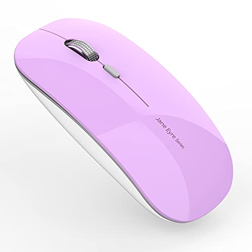 Uciefy Q5 Slim Rechargeable Wireless Mouse for Laptop, Silent - Purple | 2.4GHz Optical, USB C Charging, Battery Indicator, Ultra Thin, Portable, 1600 DPI, Ambidextrous, USB Receiver, Type C Adapter - color: Purple