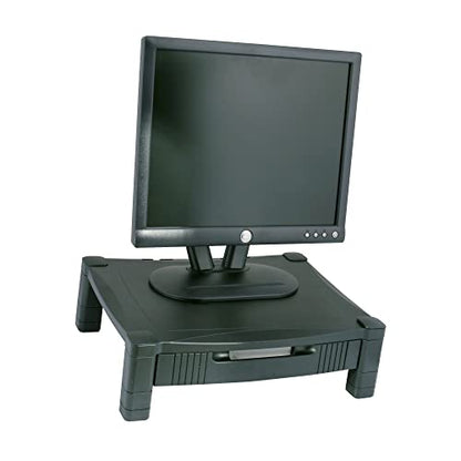 Kantek Monitor Stand With Drawer, 17" X 13.25" X 3" To 6.5", Black, Supports 50 Lbs - style: Single Level with Drawer