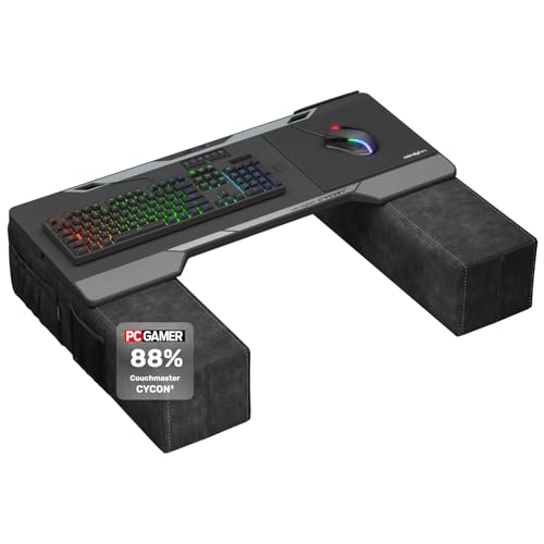 Couchmaster CYCON³ HORIZONLIGHT Bar, Ultimate Ergonomic USB-Hub Gaming Lap Desk for Couch and Bed, Large, Stable and Compatible with All Keyboards and Mouse/Mice, Laptops, PCs, PS4/5, Xbox - color: Black