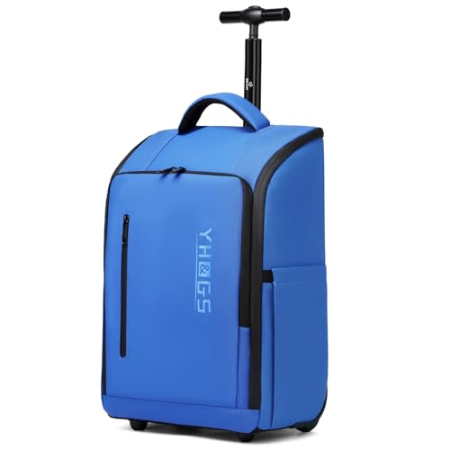 Rolling Backpack Waterproof Commuter Backpack with Wheels for Business, Laptop Compartment for 15.6-Inch Laptop, Wheeled Carry-On Bag for Adults - color: Blue