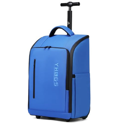 Rolling Backpack Waterproof Commuter Backpack with Wheels for Business, Laptop Compartment for 15.6-Inch Laptop, Wheeled Carry-On Bag for Adults - color: Blue