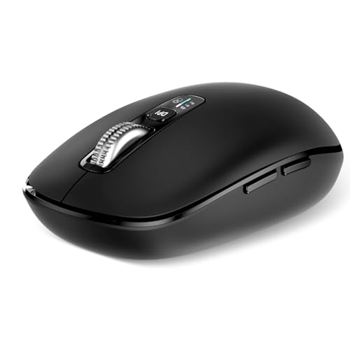 Wireless Bluetooth Mouse,USB+BT×2,Multi Device Ergo Full Size Mouses-big Hand,Metal 4-Way Super Scrolling,± 3000 DPI,10 Buttons,Plug&Play,Quiet,w/ 2 Batteries,Mice for Laptop,Computer,Tablet,Mac,iPad - color: Black-Bigger
