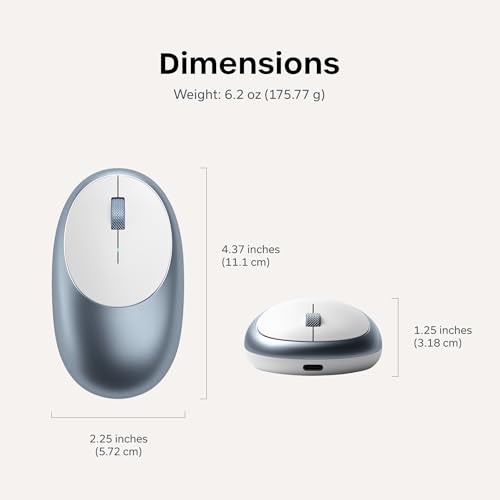 Satechi M1 Wireless Bluetooth Mouse, USB-C Rechargeable, Compact & Portable, for MacBook Air/Pro/Neo, iPad Air/Pro, iPad mini, Mac mini, iMac & Windows - Blue - color: Blue