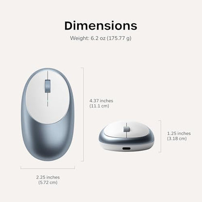 Satechi M1 Wireless Bluetooth Mouse, USB-C Rechargeable, Compact & Portable, for MacBook Air/Pro/Neo, iPad Air/Pro, iPad mini, Mac mini, iMac & Windows - Blue - color: Blue