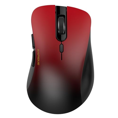 RAPIQUE Bluetooth Wireless Mouse, Dual Bluetooth & 2.4 GHz, Gradient Red | Quiet Clicks, Right-Hand Ergonomic 6 Button, Adjustable DPI, AA Battery, 3-Device Switching for Laptop, PC, Tablet, MacBook - color: Gradient Red