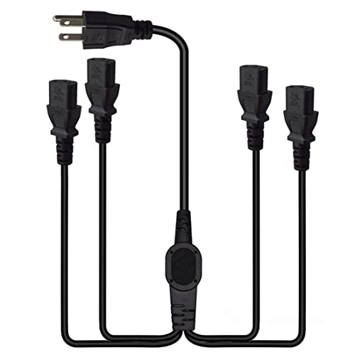 6.5FT/2M Computer Power Splitter Cord NEMA 5-15P to IEC320 4X C13 | Monitor Power Cord, Y-Power Cable, C13 Splitter,16AWG/18AWG,10A 125V,Power Supply for 4 Devices at a Time, UL Listed - color: 6.5FT/2M, 5-15P to 4X C13