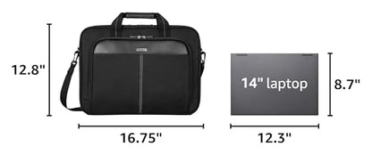 Targus 15-16 Inch Slim Lightweight Laptop Briefcase, Black - Messenger and Shoulder Bag with Padded Compartment and Trolley Strap for 16" Laptops (TCT027US) - color: Black, size: 16 inch