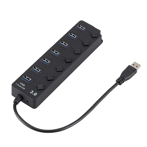 HOMSFOU Multi-Function USB Splitter Hub 7-Port Usb3.0 Hub for Laptop Pc Overcurrent Short-Circuit Protection