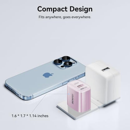 BENFEI 33W GaN USB C Fast Charger, 2-Port Two-Tone Compact Wall Charger Block, Portable Travel Charger for iPhone 17/16/15, Galaxy S25/S24/S23, Pixel 10/9/8, iPad, AirPods, MacBook, Steam Deck