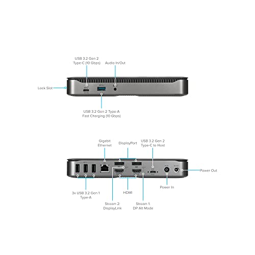 Targus USB C Hybrid/Universal Quad 4K Docking Station, Single 8K or Quad 4K UHD Display, 2 DisplayPort or 2 HDMI Ports, 100W Power Delivery (DOCK710USZ) Silver