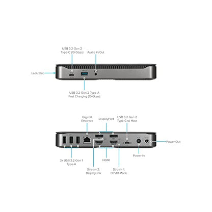 Targus USB C Hybrid/Universal Quad 4K Docking Station, Single 8K or Quad 4K UHD Display, 2 DisplayPort or 2 HDMI Ports, 100W Power Delivery (DOCK710USZ) Silver