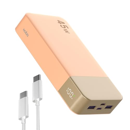 NOBIS Portable Charger, 20000mAh Power Bank, 45W Power Bank Fast Charging, Battery Pack with C to C Cable, Battery Bank with Digital Display for Phone Android Laptop etc (Orange) - color: Orange