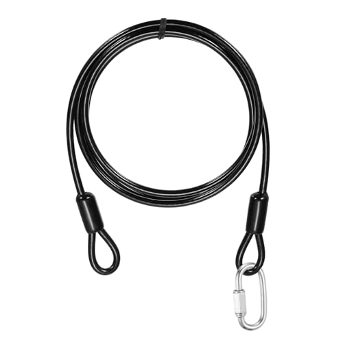 PATIKIL Security Cable Lock (3/16" Dia 4.9ft, Black) Vinyl Coated 304 Stainless Steel Double Loop Flexible Wire Rope Safety Cable with Quick Links Locking Connectors - color: Black, size: 3/16" x 4.9ft